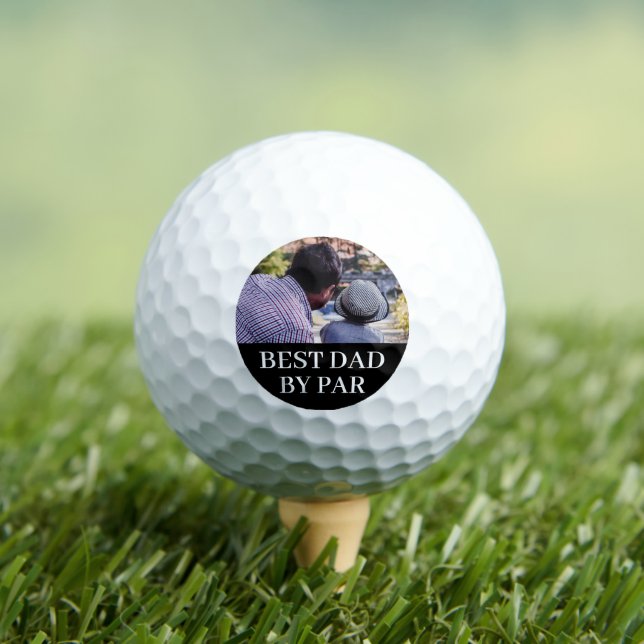 Benutzerdefiniertes Foto Bester Vater Par Schwarz  Golfball (Insitu T-Shirt)