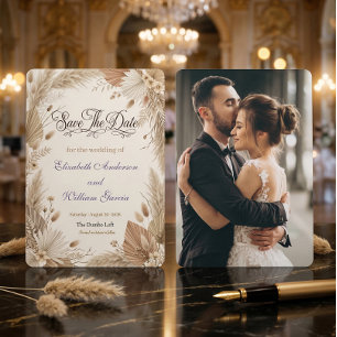 Benutzerdefiniertes Foto-Bohemian-Pampas-Blumen-Ru Save The Date