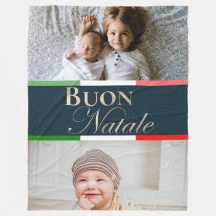 Benutzerdefiniertes Foto Buon Natale Italienisches Fleecedecke