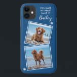 Benutzerdefiniertes Foto Collage Pet Dog Cat Zitat Case-Mate iPhone Hülle<br><div class="desc">Du lässt mein Herz lächeln ... Jetzt kannst du deinen besten Freund mit dir tragen, wo immer du hingehst mit diesem speziellen Hund Tier Foto iPhone Gehäuse . Diese 2-Foto Collage mit Herz und Pfoten Print Design ist modern, elegant, cool und niedlich. Pfoten mit Foto, Katz-Foto oder einem Haustier mit...</div>