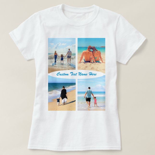 Benutzerdefiniertes Foto Collage Text T - Shirt Ih (Design vorne)