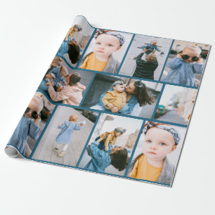 Benutzerdefiniertes Foto Denim Blue Wrapping Paper Geschenkpapier