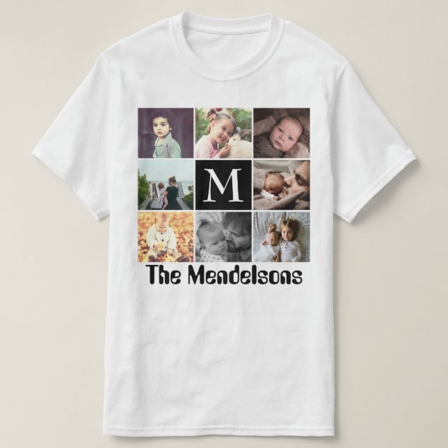 Benutzerdefiniertes Foto der Familie und Name Mono T-Shirt (Design vorne)