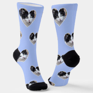 Benutzerdefiniertes Foto einer Tuxedo-Katze auf he Socken