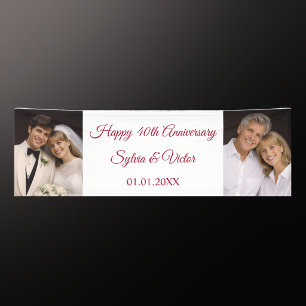 Benutzerdefiniertes Foto Elegante rote 40. Hochzei Banner