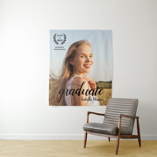 Benutzerdefiniertes Foto Elegantes Skript Grad Par Wandteppich (Beispiel)