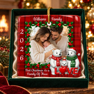 Benutzerdefiniertes Foto Familie von drei ersten W Keramikornament