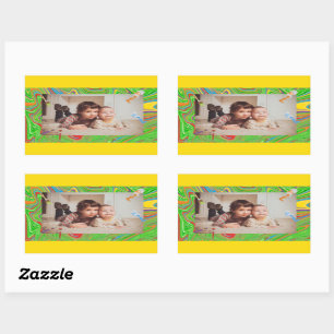 Benutzerdefiniertes Foto Farbiges Pinselmotiv Rechteckiger Aufkleber