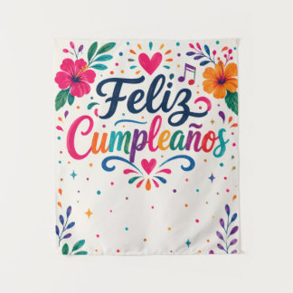 Benutzerdefiniertes Foto Feliz Cumpleaños Spanisch Wandteppich