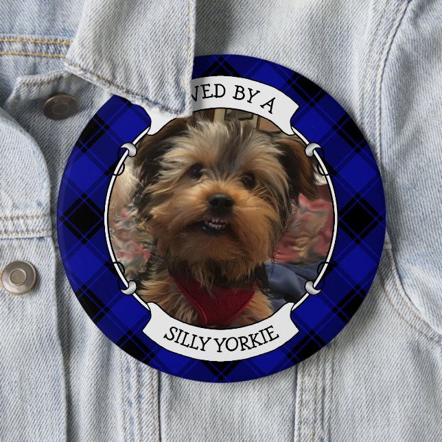 Benutzerdefiniertes Foto Frame Classic Blau und Sc Button (Beispiel)