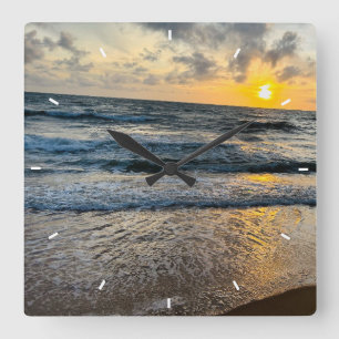 Benutzerdefiniertes Foto für den Strand Fügen Sie Quadratische Wanduhr