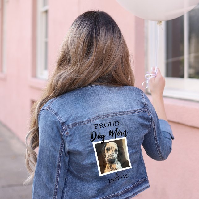 Benutzerdefiniertes Foto für die Mama von Hunden Jeansjacke (Proud dog mom personalized photo dog denim jacket)
