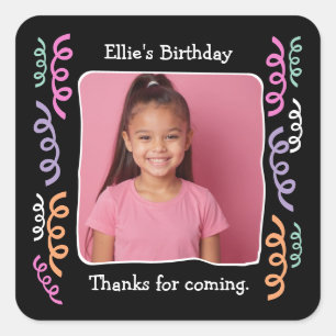 Benutzerdefiniertes Foto für jedes Alter Geburtsta Quadratischer Aufkleber