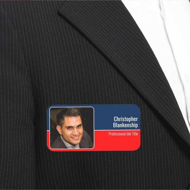 Benutzerdefiniertes Foto für Red White und Blue Ba Namensschild (custom photo design)