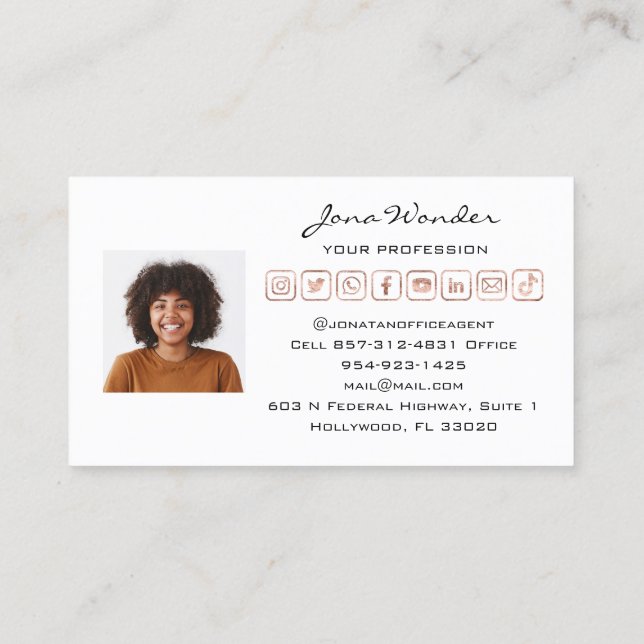 Benutzerdefiniertes Foto für Social Media-Logo QRC Visitenkarte (Rückseite)