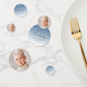 Benutzerdefiniertes Foto Glam Blau Glitter-Tropf 5 Konfetti