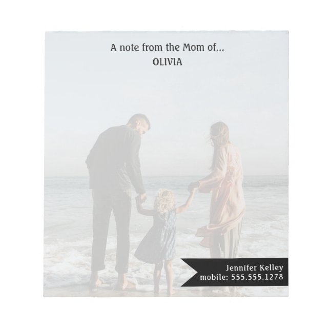 Benutzerdefiniertes Foto Hinweis aus der Mama von. Notizblock (Vorderseite)