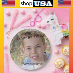 Benutzerdefiniertes Foto Hochladen 🎈 Monogramm Pappteller