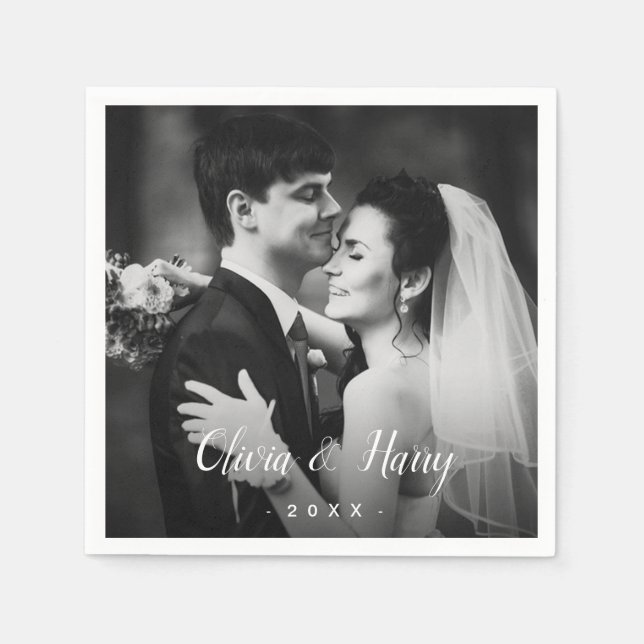 Benutzerdefiniertes Foto | Hochzeitspapier Napkins Serviette (Vorderseite)
