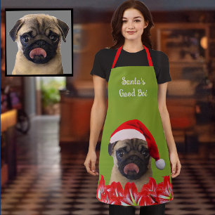 Benutzerdefiniertes Foto Hund Roter Weihnachtsmann Schürze