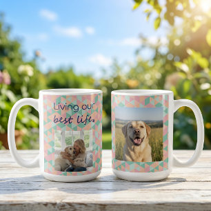 Benutzerdefiniertes Foto Hundemutter geometrisches Kaffeetasse