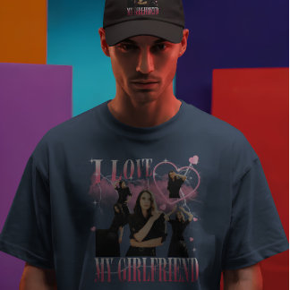 Benutzerdefiniertes Foto Ich Liebe Meine Freundin T-Shirt