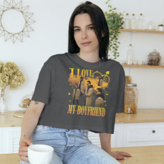 Benutzerdefiniertes Foto Ich Liebe Meinen Freund V T-Shirt