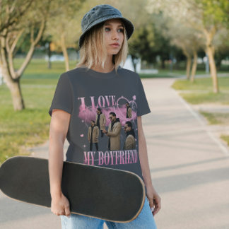 Benutzerdefiniertes Foto Ich Liebe Meinen Freund V T-Shirt