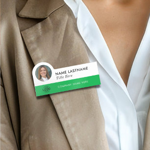 Benutzerdefiniertes Foto-ID-Logo Modern in Grün Namensschild