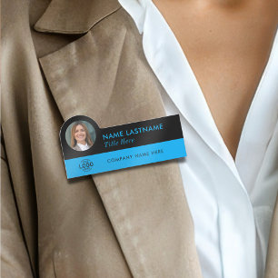 Benutzerdefiniertes Foto-ID-Logo Modern Sky Blue B Namensschild