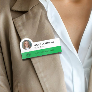 Benutzerdefiniertes Foto-ID-Logo Moderner Grüner e Namensschild