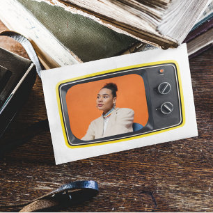 Benutzerdefiniertes Foto im Vintage-Gelb-TV-Pop-Ar Postkarte