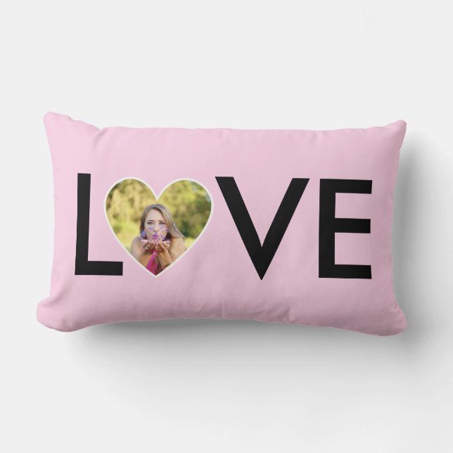 Benutzerdefiniertes Foto in Baby-Rosa-Herzrahmen Lendenkissen (Vorderseite)