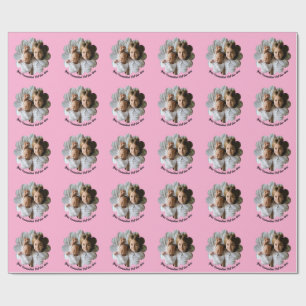 Benutzerdefiniertes Foto in Blume mit Text Geschenkpapier