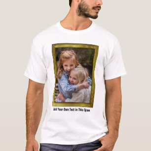 Benutzerdefiniertes Foto in Goldrahmen + Text einf T-Shirt