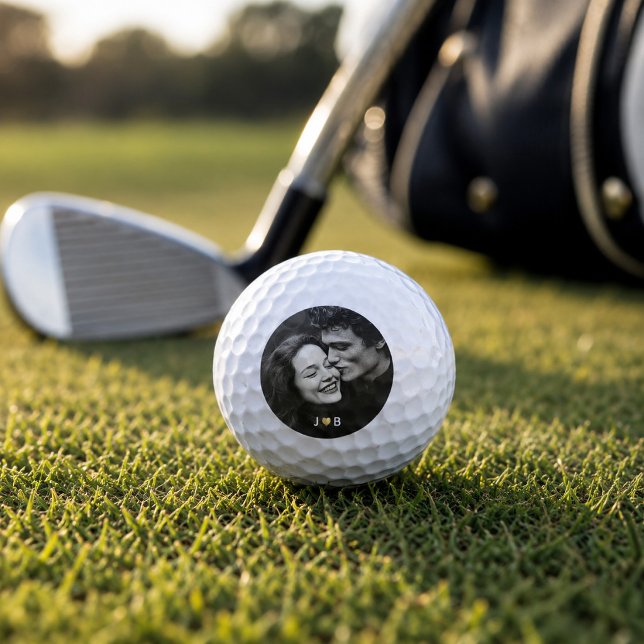 Benutzerdefiniertes Foto-Initialen-Herz-Monogramm- Golfball (Von Creator hochgeladen)