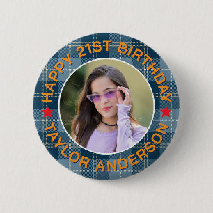Benutzerdefiniertes Foto-Karomuster Retro Alles Gu Button
