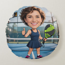 Benutzerdefiniertes Foto Kopf Padel/Pickleball Spi Rundes Kissen