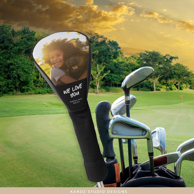 Benutzerdefiniertes Foto Liebe Text Golf Headcover (Golf Club Cover is sold only. Personalize with your photo and text.)