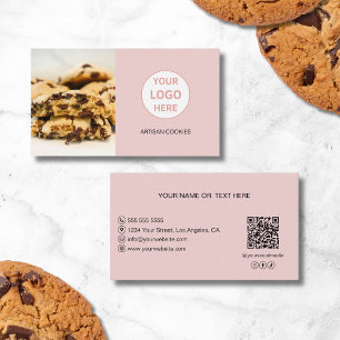 Benutzerdefiniertes Foto-Logo QR Pink Bäckerei Visitenkarte