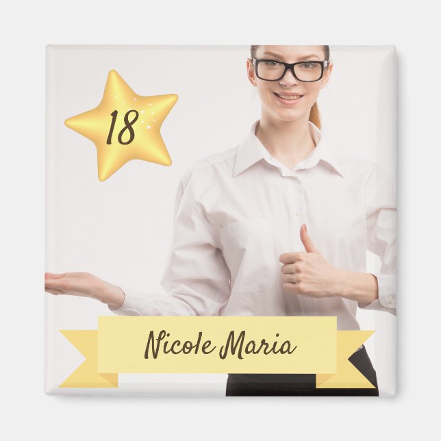 Benutzerdefiniertes Foto-Magnet mit Name und Alter Magnet (Vorne)