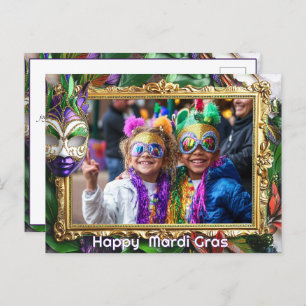 Benutzerdefiniertes Foto 💚 💜 Mardi Gras Magic Postkarte
