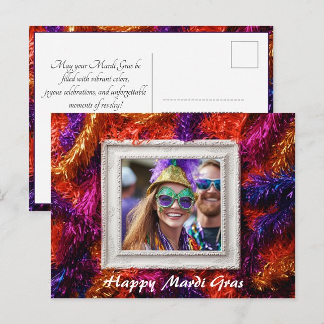 Benutzerdefiniertes Foto 💚 💜 Mardi Gras Magic Postkarte (Vorne/Hinten)