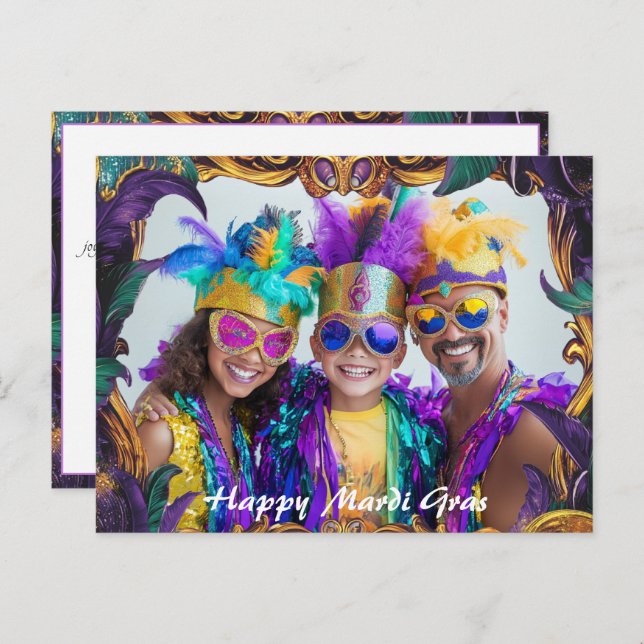 Benutzerdefiniertes Foto 💚 💜 Mardi Gras Magic Postkarte (Vorne/Hinten)