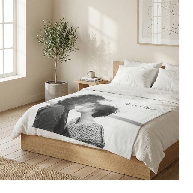 Benutzerdefiniertes Foto Minimalistischer Kalligra Fleecedecke (Von Creator hochgeladen)