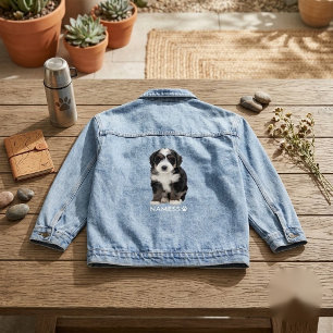 Benutzerdefiniertes Foto mit dem Namen Ihres Hunde Jeansjacke