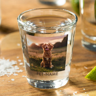 Benutzerdefiniertes Foto mit dem Namen Ihres Hunde Schnapsglas