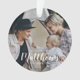 Benutzerdefiniertes Foto mit Familienname Ornament