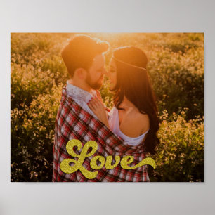 Benutzerdefiniertes Foto mit goldenem Liebes-Overl Poster