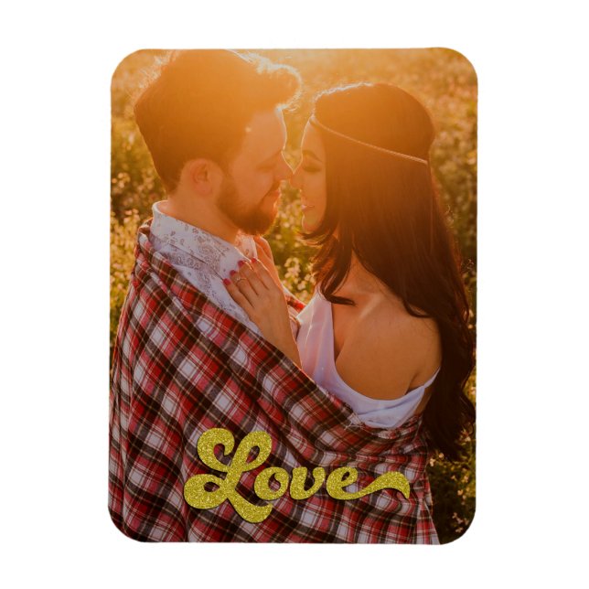 Benutzerdefiniertes Foto mit goldener Liebe Magnet (Vertikal)